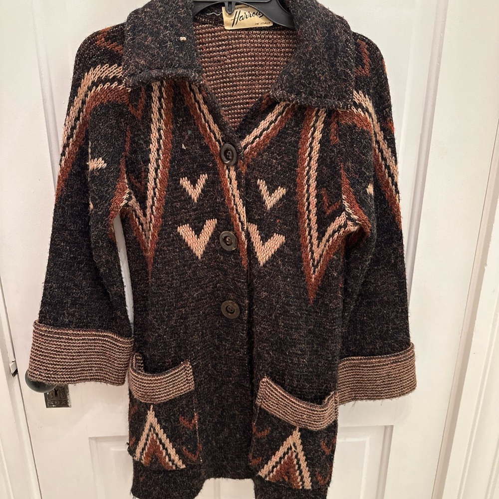 Vintage Harrods Italy Cardigan Duster Wool Blend SMALL  SUPER RARE